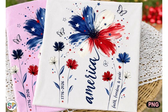 Celebrate with Style: Patriotic Floral America PNG for 4th of July