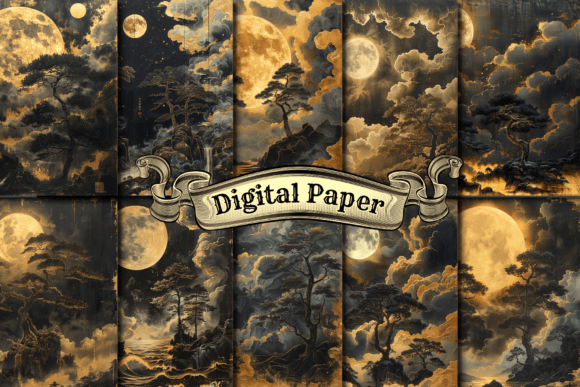Full Moon Digital Paper: Patterns for Modern Creators