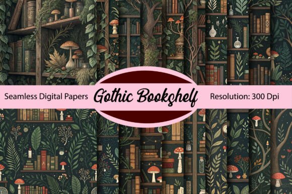 Gothic Bookshelf Seamless Digital Paper: A Designer's Secret Weapon
