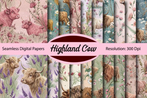 Highland Cow Seamless Digital Paper: A Designer's Cozy Asset