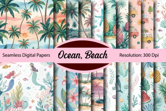 Ocean, Beach Seamless Digital Paper: Your Design's Coastal Escape