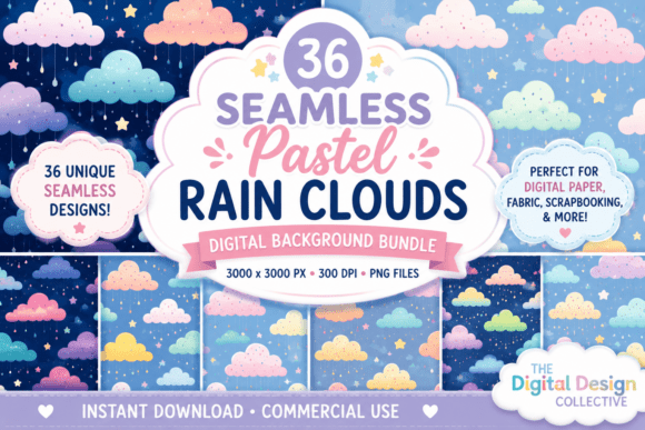 Pastel Rain Clouds Seamless: A Designer's Soft-Spoken Powerhouse