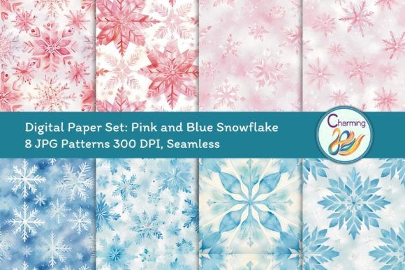 Pastel Snowflake Digital Papers: Winter Elegance for Every Project