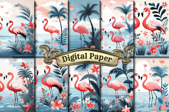 Pink Flamingo Digital Paper: A Tropical Twist for Your Projects