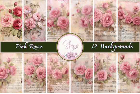Pink Roses Shabby Junk Journal Paper: A Designer's Asset