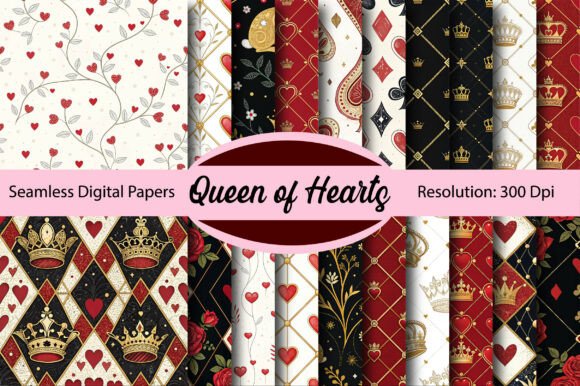 Queen of Hearts Seamless Digital Paper: A Designer's Asset