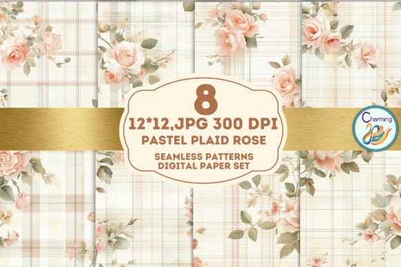 Seamless Paper: Pastel Plaid Rose for Modern Design