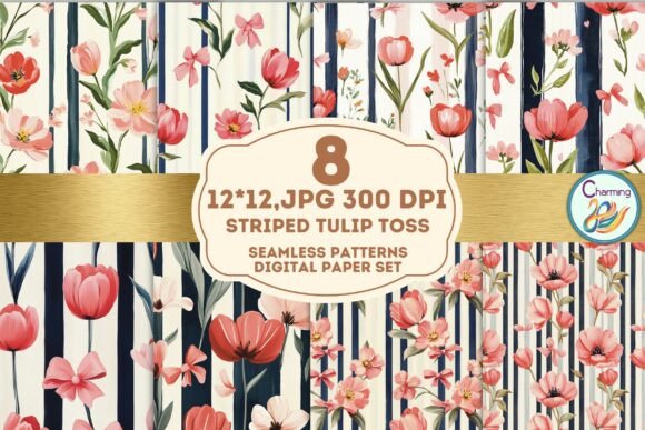 Seamless Paper: Striped Tulip Toss – A Fresh Take on Floral Pattern Design