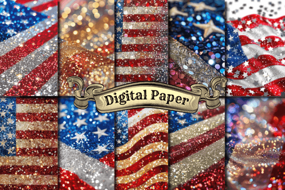 Sparkle and Stripes: Using 4th of July Glitter Digital Papers