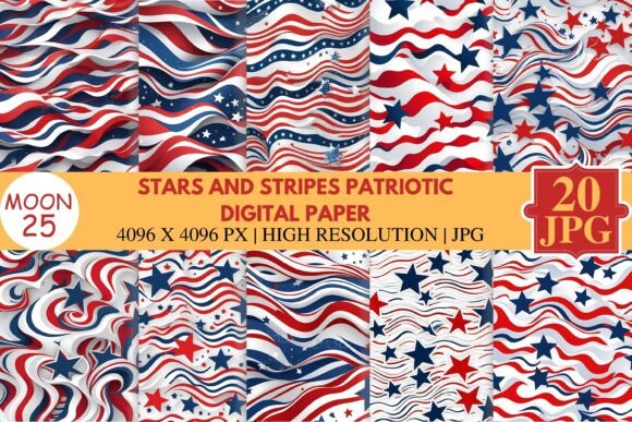 Stars and Stripes Patriotic Digital Paper: USA Flag-Inspired Backgrounds