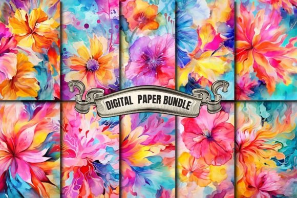 Unleash Creativity with Painted Abstract Floral Digital Paper